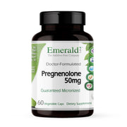 Emerald Labs Pregnenolone 50mg bottle promoting daily wellness and potential hormonal balance