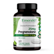 Emerald Labs Pregnenolone and DHEA bottle highlighting gluten-free wellness for daily balance.