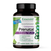 Emerald Labs Prenatal 1-Daily Multi bottle shows comprehensive daily nutrition for moms.