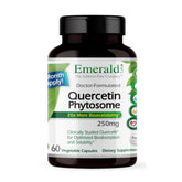 Emerald Labs Quercetin Phytosome bottle highlights vegan, gluten-free capsules for daily immune support.