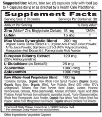 Emerald Labs Vision Health ingredients panel highlighting lutein and zinc