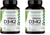Emerald Labs Vitamin D3+K2 bottle label highlighting 5000 IU for bone support