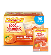 Emergen-C Super Orange tub packaging shown for daily immune support