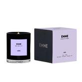 EMME NYC candle in black glass jar delivers clean burn with a bold aroma.