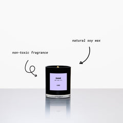 EMME NYC soy-wax candle provides long-lasting fragrance with non-toxic ingredients.