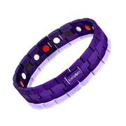 Emmori magnetic bracelet on wrist with unisex purple style.