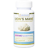 Encapsulate Lion’s Mane 8:1 extract capsule bottle highlighting potency for cognitive support.