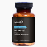 Endurance Products ENDUR-B Complex SR bottle label highlights sustained-release B vitamins for steady energy.