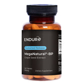 Endur MegaNatural-BP grape seed extract bottle showing sustained-release benefits for steady absorption.