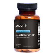 Endur MegaNatural-BP grape seed extract bottle showing sustained-release benefits for steady absorption.