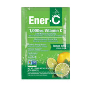 Ener-C Lemon Lime packet close-up for on-the-go hydration with real fruit flavor.