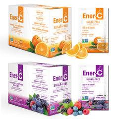 Ener-C orange pack poured into a glass for a refreshing vitamin boost