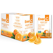 Ener-C orange effervescent powder dissolving in water for refreshing hydration