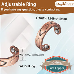 EnerCoppeX Copper Magnetic Ring close-up shows magnets at 3500 Gauss for targeted relief.