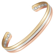 EnerCoppeX pure copper bracelet closeup highlights hypoallergenic material for skin-friendly wear.