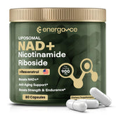 ENERGANCE NAD+ bottle front showing vegan energy capsules for daily vitality.