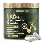 ENERGANCE NAD+ bottle front showing vegan energy capsules for daily vitality.