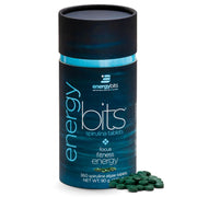 ENERGYBITS spirulina tablets in bottle front for quick, clean energy.