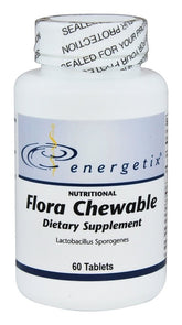 Energetix Flora chewable tablets in bottle for convenient daily use