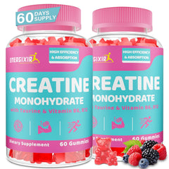 Energixir creatine monohydrate gummies berry bottle for convenient post-workout support