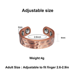 EnerMagiX copper ring on finger shows subtle magnetic styling.