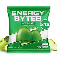 Energy Bytes Apple Flash gummies bottle front for quick on-the-go energy.
