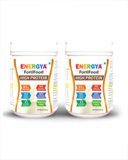 ENERGYA FORTIFOOD vanilla protein powder bottle with balanced plant and dairy protein