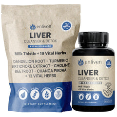 Enliven Liver Cleanse bottle; supports liver health and digestion.