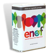 ENOF organic powder jar with strawberry and spinach visuals for daily nutrition