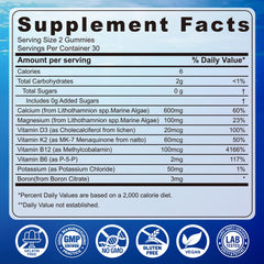Close-up of EnvyCure label showing algae calcium ingredients