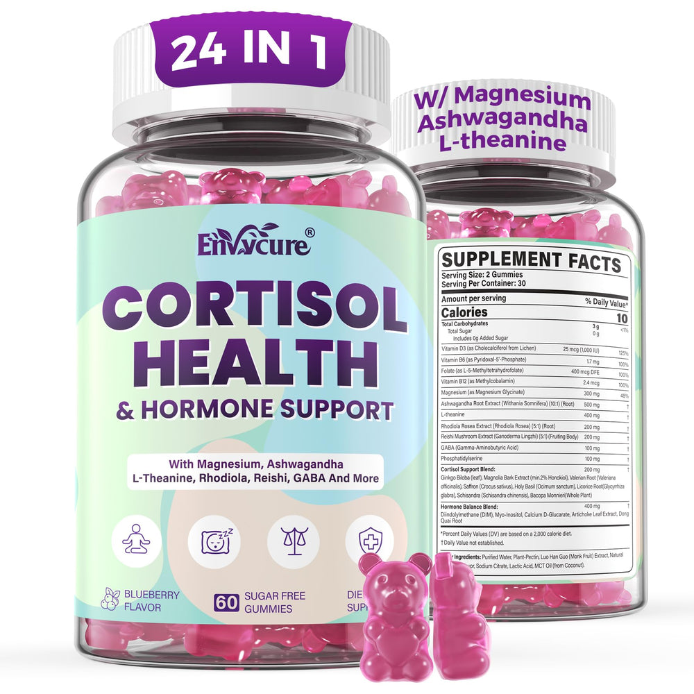 EnvyCure Cortisol Gummies bottle for daily relaxation and balanced energy.