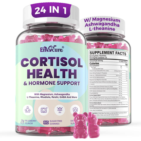 EnvyCure Cortisol Gummies bottle for daily relaxation and balanced energy.