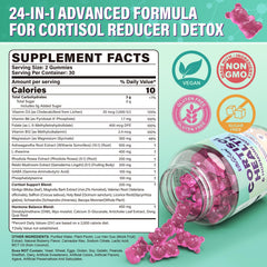 EnvyCure Cortisol Gummies label closeup showing 24-in-1 formula.