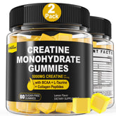 EnvyCure Creatine Gummies bottle shows lemon flavor for convenient workouts
