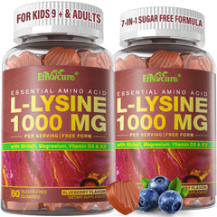 EnvyCure L-Lysine Gummies bottle highlighting immune support and blueberry flavor