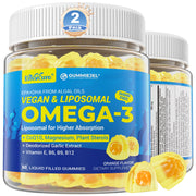 EnvyCure Vegan Omega-3 Gummies bottle front supports daily wellness with algae-based omega-3.