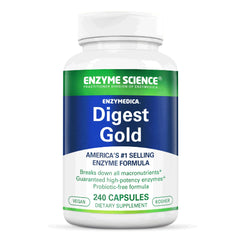Enzyme Science Digest Gold bottle front, a vegan enzyme blend for post-meal support