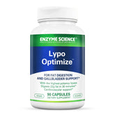 Enzyme Science Lypo Optimize bottle front with vegan capsules for fat digestion.