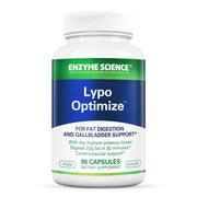 Enzyme Science Lypo Optimize bottle front with vegan capsules for fat digestion.