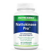 Enzyme Science Nattokinase Pro bottle front showcases vegan, kosher formula for circulatory support.