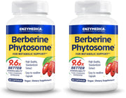 Enzymedica Berberine Phytosome bottle with capsules, suggesting high bioavailability for metabolic support.