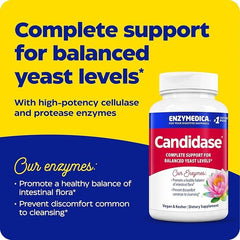 Enzymedica Candidase capsules pouring into hand for easy daily use.