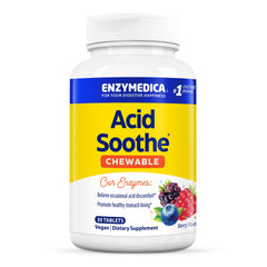 Enzymedica Acid Soothe packaging showcases a natural, enzyme-based option for after-meal comfort.