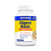 Enzymedica Digest Basic + Probiotics label on bottle, showcasing 2-in-1 digestive support