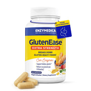 Enzymedica GlutenEase Extra Strength bottle front shows gluten digestion support for daily use