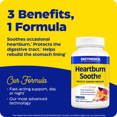 Enzymedica Heartburn Soothe bottle on table ready for use after meals.