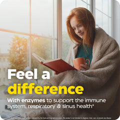 Enzymedica Immune Defense regular-strength tablet in hand for everyday immune support.