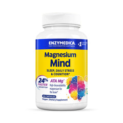 Enzymedica Magnesium Mind bottle cap close-up for easy daily dosing.