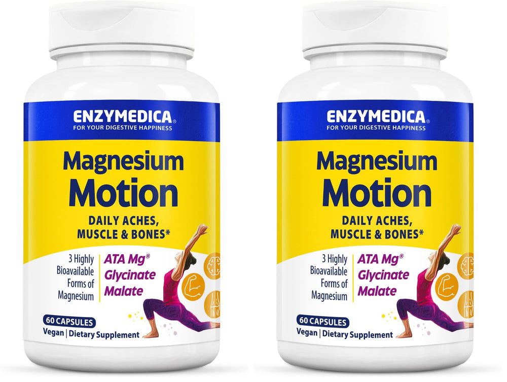 Enzymedica Magnesium Motion bottle front view for convenient daily supplementation.