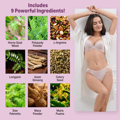 Daily-use routine with Libido for HER promoting energy and intimacy readiness.
